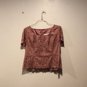 Vintage Michaelangelo Floral Metallic Square Neckline Blouse